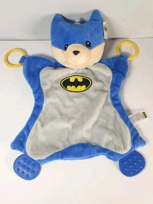 Baby Gund BATMAN Blue Gray Lovey Malone Security Blanket Teether Rings NEW - Image 1 of 4