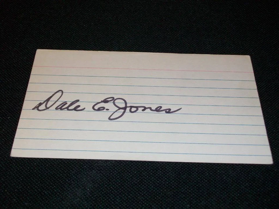 Philadelphia Phillies Dale Jones (d.80) Auto Signed Vintage 3x5 Index Card  CM - Image 1 of 1