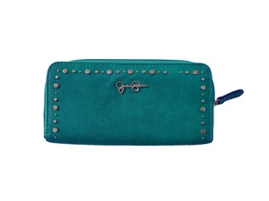 Jessica Simpson Musty Turquoise Zip Around Wallet Wristlet - Picture 1 of 5