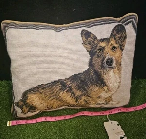 Vintage Neu mit Etikett Corgi Hund handgefertigtes Nadelkissen 13 Zoll x 10 Zoll Samtrücken - Bild 1 von 3