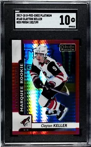 2017-18 O-Pee-Chee #160 CLAYTON KELLER ROOKIE Red Prism /199 SGC 10 UTAH COYOTES - Picture 1 of 2