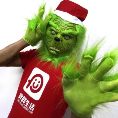 Santa Geek Cosplay Mask Halloween Christmas Carnival Latex Masks Gloves Props - Image 1 of 4