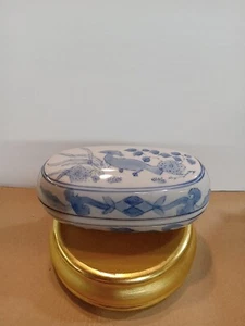 Vintage Porzellan Blau Weiß Schmuckschatulle Made in China - Bild 1 von 4