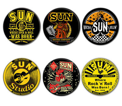 Lot De 6 Badges SUN Record Studio Rock'n'Roll Rockabilly Elvis Presley Jerry Lee • 5.90€