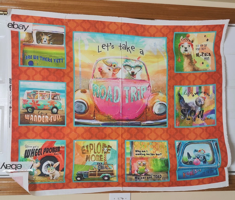 Animals Road Tripping Let's Take A Road Trip Digital Print  David Textiles btp - Image 1 of 1