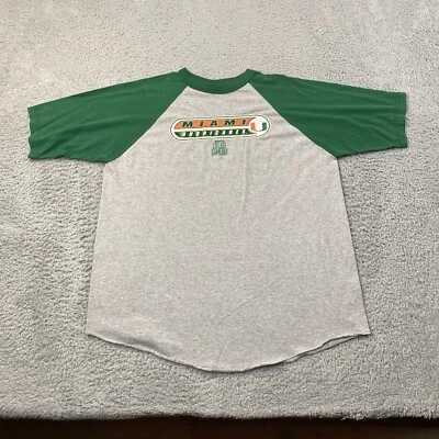 ESPN College Game Day Miami Hurricanes Shirt Mens Large Gray Green Raglan - Image 1 of 4