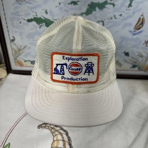 Cappello camionista maglia patch produzione esplorazione petrolio Golfo vintage anni 80 - Foto 1 di 8