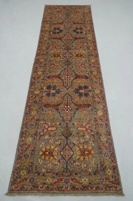 3x10 Taupe Gray Bidjar Oriental Afghan Hand knotted Transitional Runner Rug - Image 1 of 4