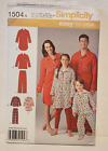 Simplicity 1504 motif facile à coudre famille pyjama maman papa enfants non coupé