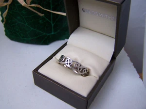 SUPERB 925 SOLID STERLING SILVER MODERNIST CELTIC RING BAND SIZE V GOTH BIKER - Picture 1 of 9