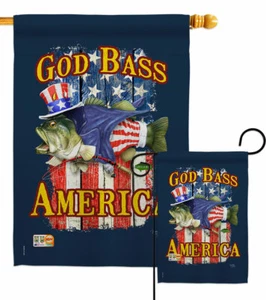God Bass America Garden Flag Star Stripes Patriotic Decorative Gift Yard Banner - Picture 1 of 17