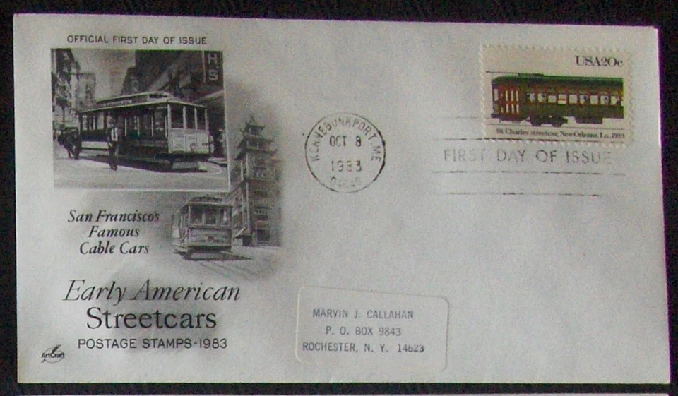 USA FDC SC #2062 EARLY AMERICAN STREETCARS, ST.- CHARLES 1983. - Image 1 of 1