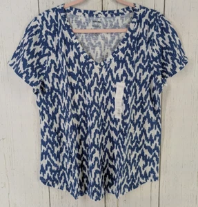 Camiseta Sonoma Talla Grande The Everyday Azul Blanca Manga Corta Cuello en V Nueva con Etiquetas - Imagen 1 de 8