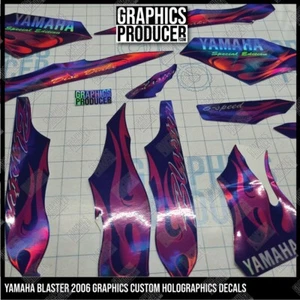 2006 Yamaha Blaster Graphics Decals Full Stickers HOLOGRAPHIC Vinyl Blue Pink - Picture 1 of 5