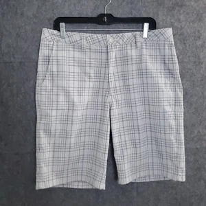 Travis Mathew Golf Shorts Mens 34 X 10 Ivory Check Polyester Blend Chino Sports - Picture 1 of 18