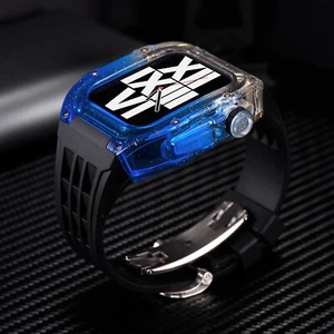 Przezroczysta obudowa gumowa taśma mod zestaw do Apple Watch Series 9 8 7 6 5 SE 44/45mm - Zdjęcie 1 z 59