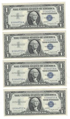 ** 1957 A $1 ONE DOLLAR SILVER CERTIFICATE GEM. CONSEC. FR1620. PRICE PER NOTE * - Image 1 of 4