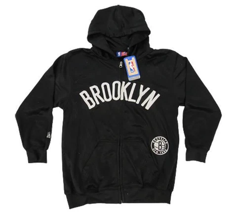 New Brooklyn Nets YOUTH Sizes S-M-L Black Majestic Full Zip Jacket Hoodie Cover