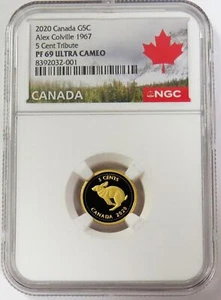 2020 GOLD CANADA 5 CENT ALEX COLVILLE 1/10oz NGC PROOF 69 UC - Picture 1 of 4