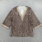 MADE WITH LOVE Women’s 3/4 Sleeve V Neck Top Blouse in Size Large NEW