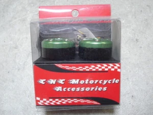 CNC - MOTORCYCLE, HANDLEBAR SAFETY END CAPS - GREEN ! - Bild 1 von 5
