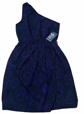 Vestido Express Mujer Un Hombro Sin Mangas Mini Púrpura Negro Talla XS NUEVO Foto 1 de 4