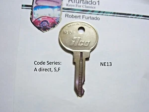 Key Blank for Vintage Fiat - Renault Early to Mid 70'S (see code series) NE13 - Bild 1 von 2