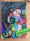 Aceo Face Abstract Face Heart Love Original Painting Watercolor