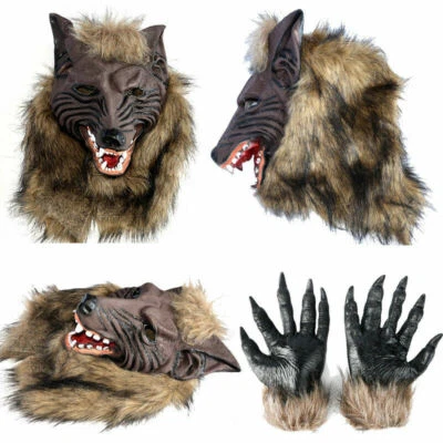 Vintage Werewolf Rubber Latex Mask Halloween Scary Wolf Warewolf Mask and Gloves - Image 1 of 4