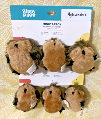 ZippyPaws 6-Pack MINIZ HEDGEHOGS Squeaky Plush Dog Toy Brand New -FREE SHIPPING- - Image 1 of 4