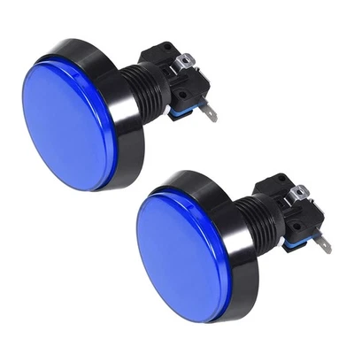 Game Push Button 60mm Round 12V LED Illuminated Push Button Switch Blue2pcs - Image 1 of 3