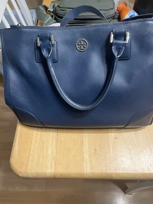 Bolso de Mano Tory Burch Azul Pavo Real Muy Grande Usado en Excelente Condición Foto 1 de 4