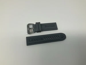 NOS Swiss Legend Grey Rubber Strap Typhoon with brushed Black steel buckle 26mm - Picture 1 of 6