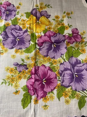 2 pañuelos vintage para dama - Pensamiento púrpura - con flores amarillas NUEVO Foto 1 de 4