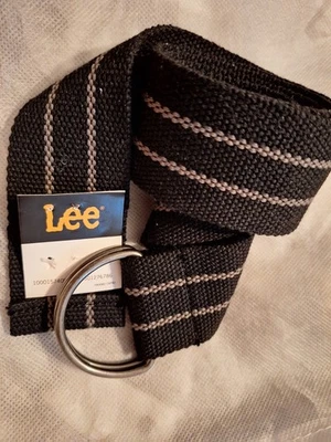 Lee 牛仔裤帆布腰带战术军用黑色和灰色条纹可调节新品 — 第 1/3 张图片