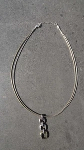 Bicolor 925 Silber Gold Kette mit Anhänger Edelstein - Bild 1 von 5