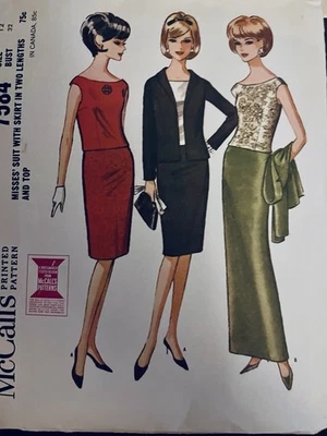 De colección McCall`s 7584 Misses Mad Men Glamour Traje Top Lápiz Faldas Chaqueta Talla 12 Foto 1 de 4