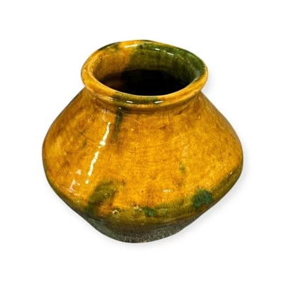 Handmade Studio Pottery Vase Honey Glaze Signed FR 10.5cm Artisan Ceramic - Image 1 of 4