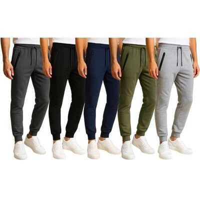 {3-Pack} Men's Fleece Active Jogger Pants with Zipper Pockets - Image 1 of 4