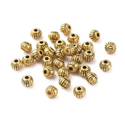 200pc Antique Golden Tibetan Alloy Spacer Rondelle Beads Mini Metal Spacer 5x4mm - Image 1 of 2