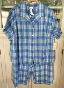 Summer 2 piece ENCHANTED WOMAN PLUS 26/28 crop PAJAMAS sleepwear cotton Blue 3X - Picture 1 of 5