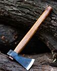 Hand Forged Carbon Steel Axe, Axe Head With Leather Sheath, Bushcraft Tool