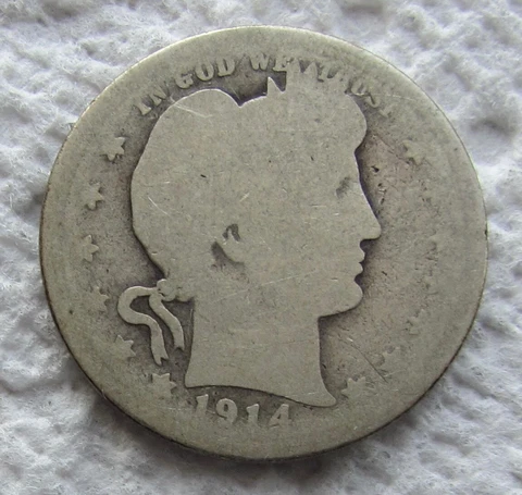 1914-S Barber Quarter Rare Key Date San Francisco Well Worn Hole Filler Coin Cover