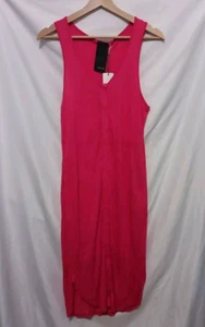 Heather DAHLIA Henley Shift Dress Petite Hot Pink Round Neck Pullover - Picture 1 of 8