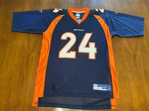 Men's Reebok Champ Bailey #24 Denver Broncos Blue NFL Football Jersey Sz Large - Picture 1 of 10