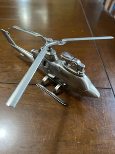 VTG 80s RARE Huey Cobra Helicopter Die Cast Metal Desk Top Cigarette Lighter - Picture 1 of 15