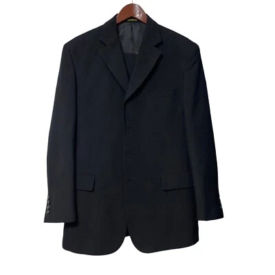 Lucelli Suit Jacket 40R Pants 33R Polyester Black - Image 1 of 4