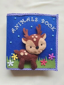 Toddlers Montessori Quiet Cloth Book animals, - Picture 1 of 11