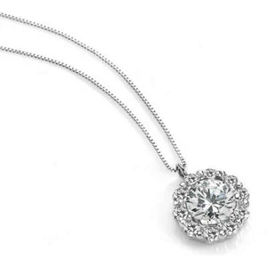 Collar Punto Luz Mujer Oro Blanco 18 KT Zirconios Ambrosia AGZ 112 - Imagen 1 de 3