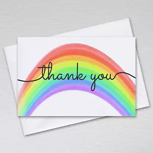 Rainbow Thank You Cards Pack A6 Postcards Notes Envelopes Kids Thankyou Cards - Picture 1 of 1